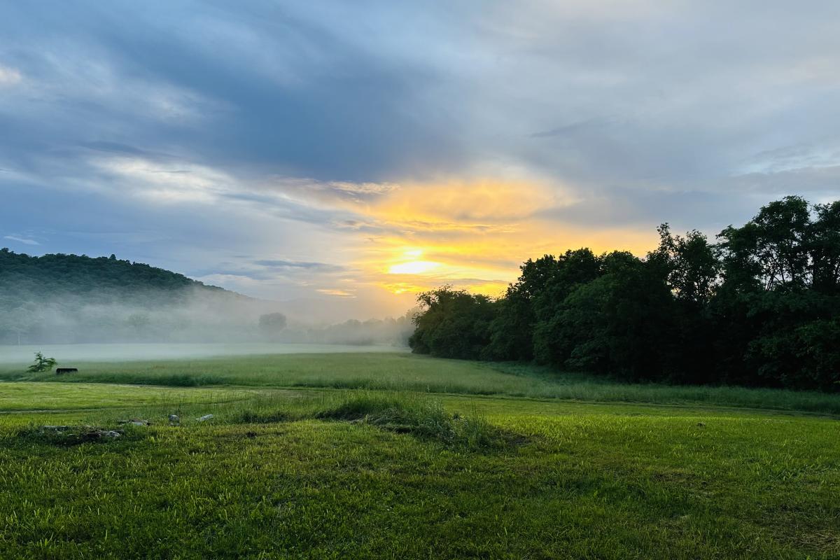 Sunset in the valley after the rain